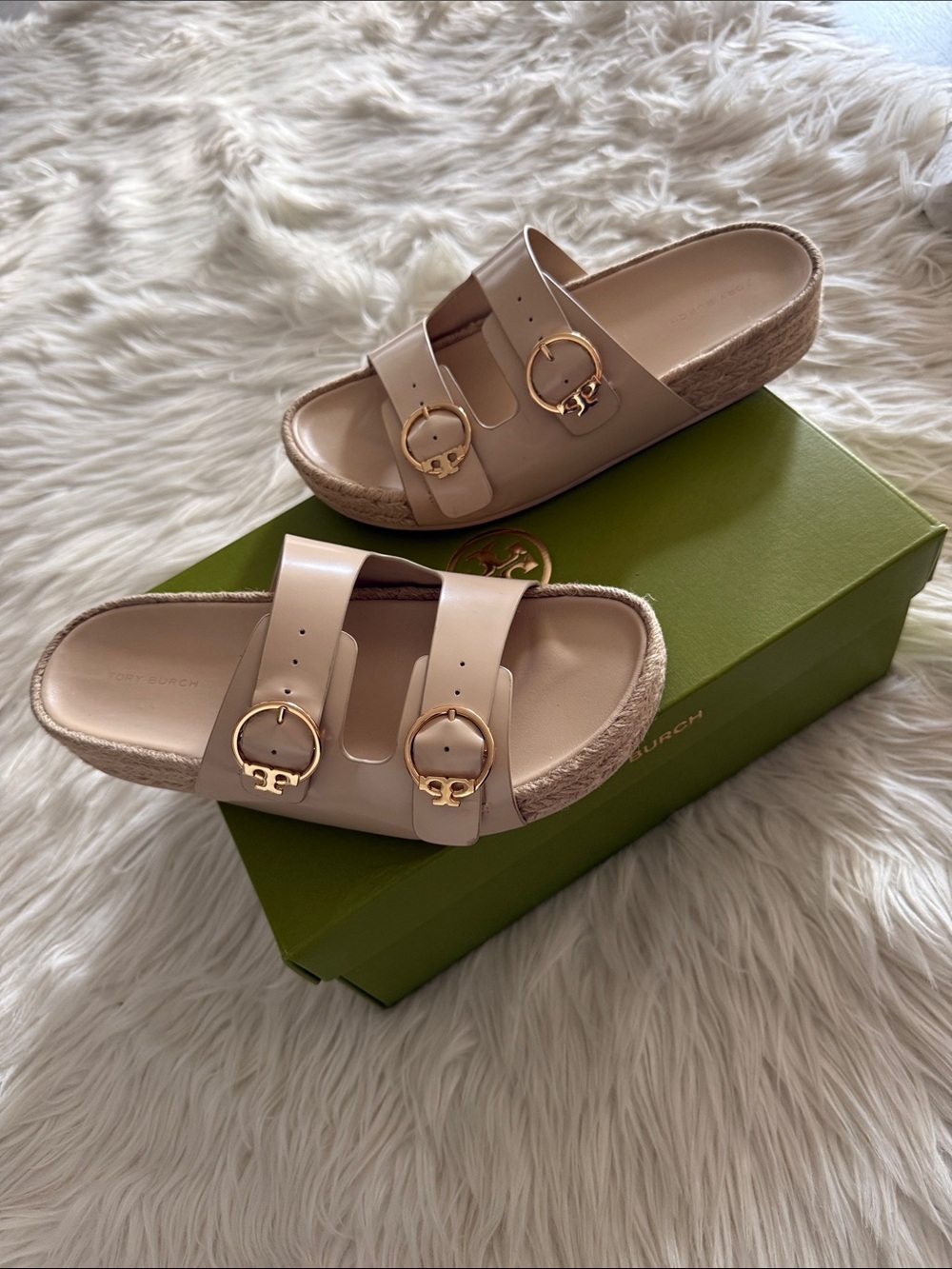 Tory Burch Selby Espadrille Slide Turin Color Beige Size 8.5